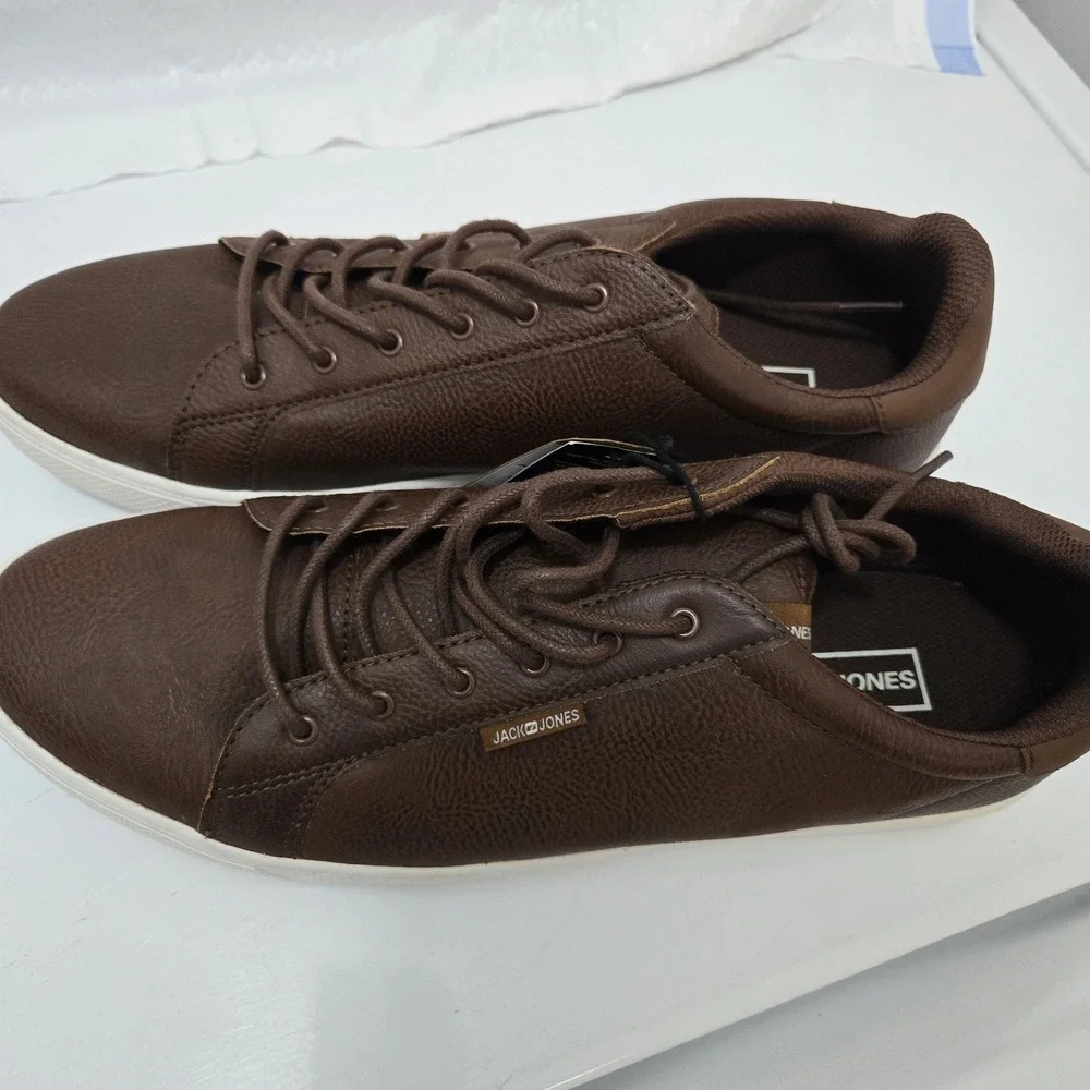 Jack & Jones Men's Brown Faux Leather Sneakers Casual Shoes EU 46 US 13 New